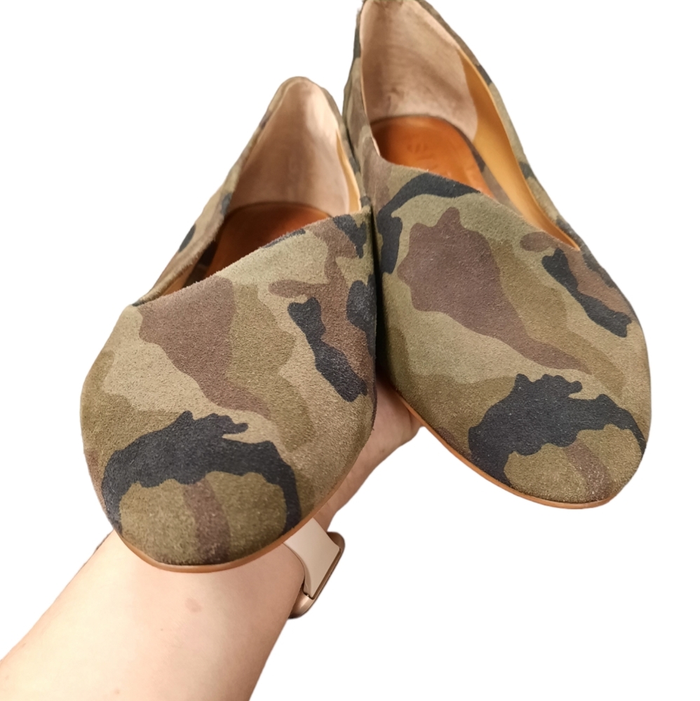 1 State Bennie Camo Skimmer Flats Slip On Shoes Suede Leather Green 10 NEW - Picture 3 of 8